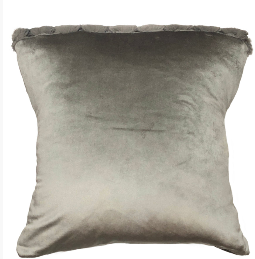 Gray Cotton Velvet Pillow Throw and Tuck