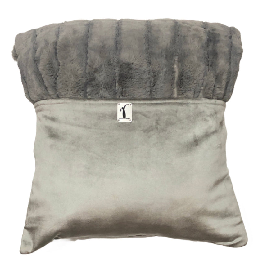 Gray Cotton Velvet Pillow Throw and Tuck