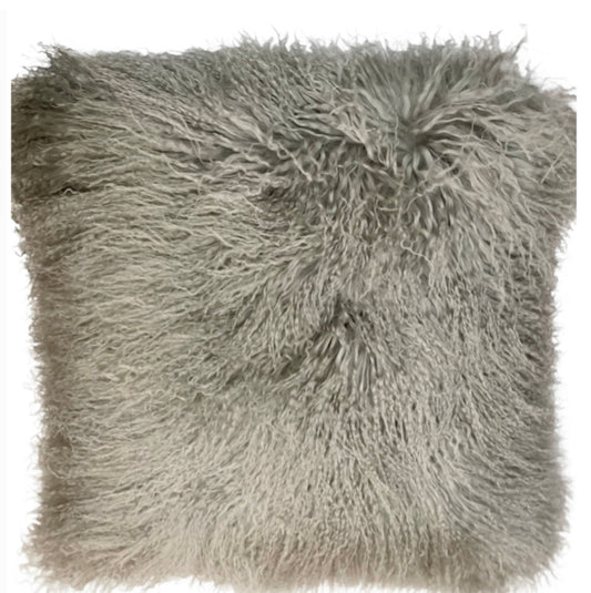 Gray Shimmer Mongolian Wool Pillow Throw & Tuck Throw