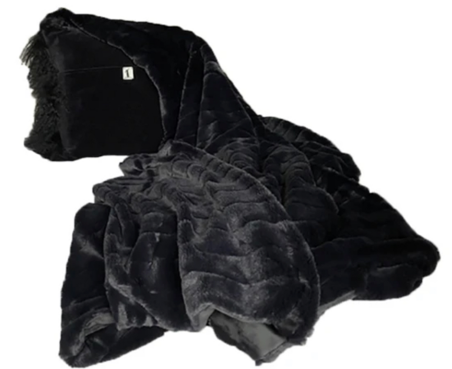 Black Mongolian Wool Pillow Throw & Tuck Throw