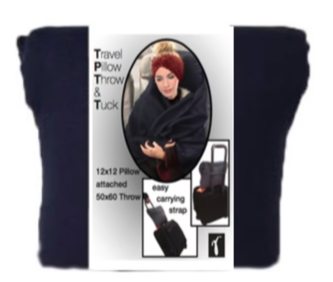 Navy Travel Pillow Throw and Tuck