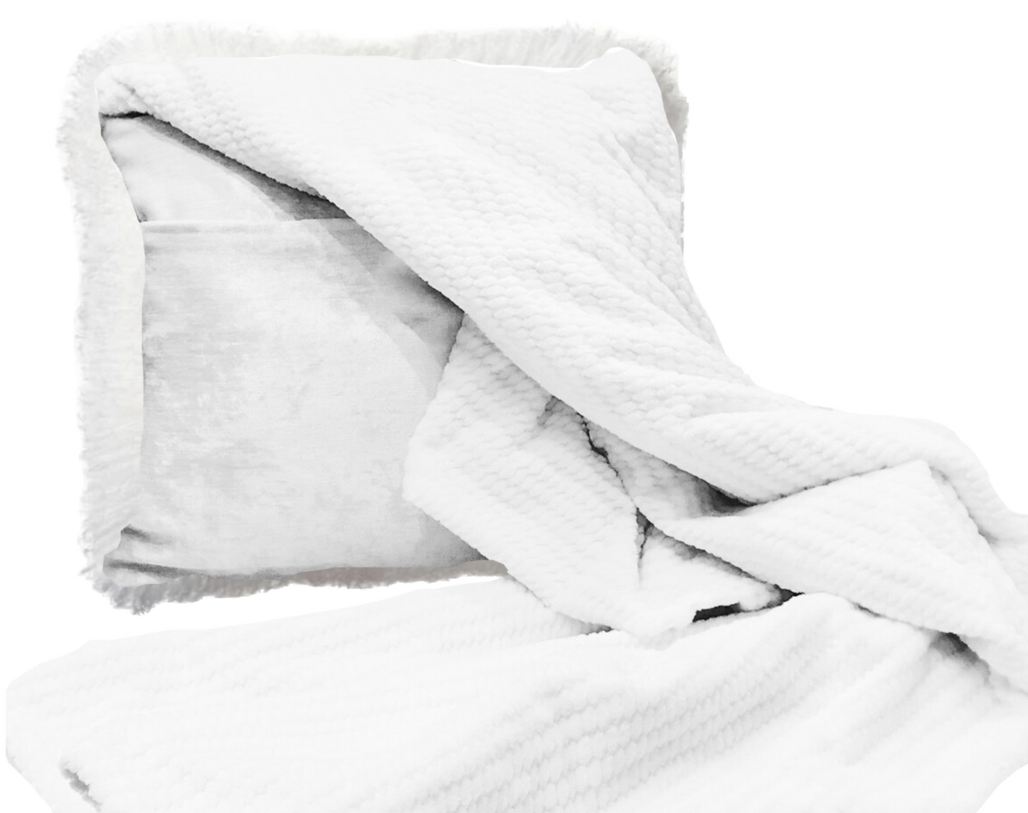 White Mongolian Wool Pillow Throw & Tuck Throw