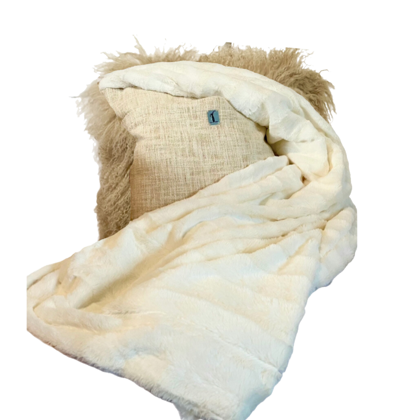 Caramel Mongolian Wool Pillow Throw & Tuck Throw