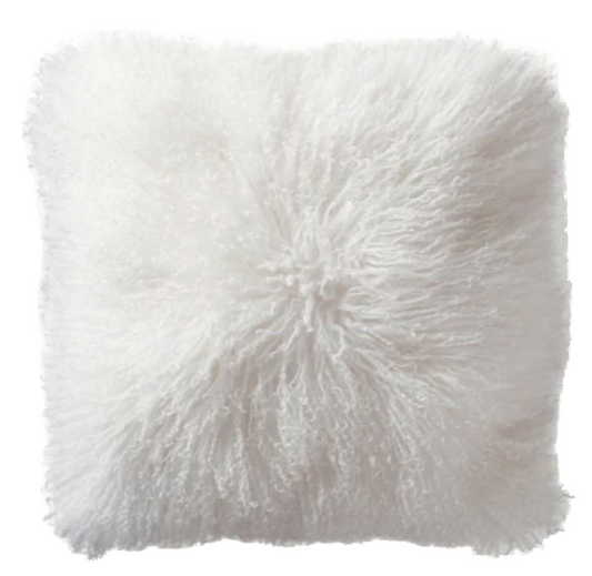 White Mongolian Wool Pillow Throw & Tuck Throw