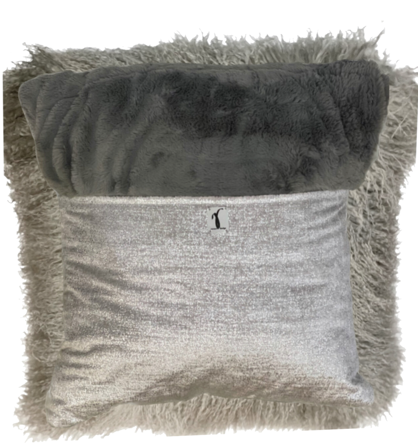 Gray Shimmer Mongolian Wool Pillow Throw & Tuck Throw